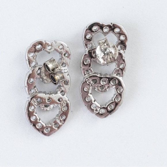 Simulated diamond interlocking heart post earrings sterling silver Absolute - Picture 15 of 16